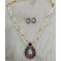 Tarangavi Copper Gold Plated Royal Polki Kundan Stone And Pearl Necklace Set