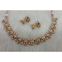 Tarangavi Copper Gold Plated Royal Polki Kundan Stone Necklace Set
