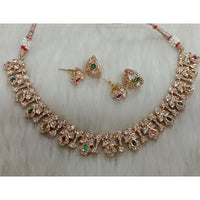 Tarangavi Copper Gold Plated Royal Polki Kundan Stone Necklace Set