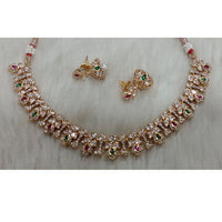 Tarangavi Copper Gold Plated Royal Polki Kundan Stone Necklace Set
