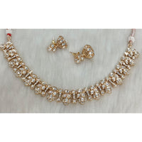 Tarangavi Copper Gold Plated Royal Polki Kundan Stone Necklace Set