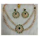 Tarangavi Copper Gold Plated Classic Pota Stone And Polki Kundan Necklace Set