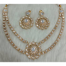 Tarangavi Copper Gold Plated Royal Polki Kundan Stone Necklace Set