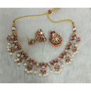 Tarangavi Copper Gold Plated Royal Polki Kundan Stone And Beads Necklace Set