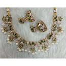 Tarangavi Copper Gold Plated Royal Polki Kundan Stone And Beads Necklace Set