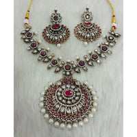 Tarangavi Copper Gold Plated Royal Polki Kundan Stone And Beads Necklace Set
