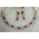 Tarangavi Copper Gold Plated Classic Pota Stone And Polki Kundan Necklace Set