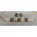 Tarangavi Copper Gold Plated Royal Polki Kundan Stone Choker Necklace Set