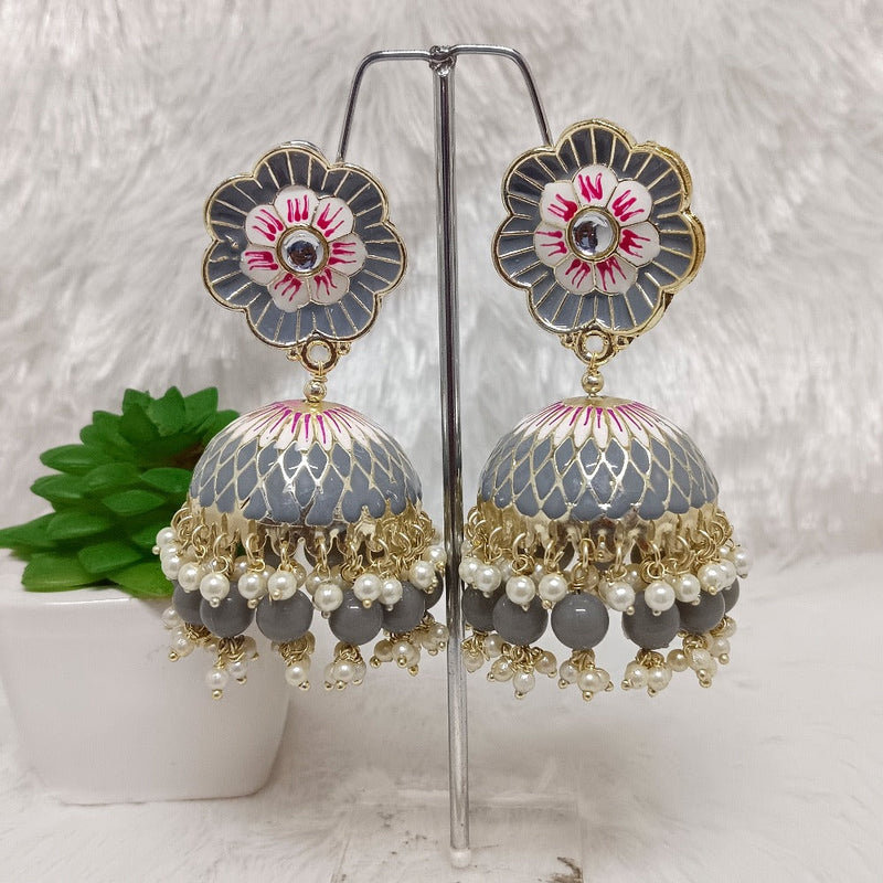 Darshana Jewels Gold Plated Meenakari Jhumki Earrings