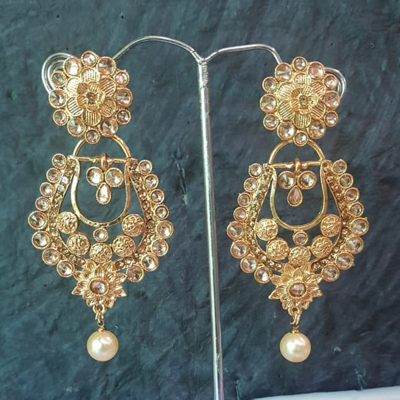 Shreeji Gold Plated Crystal Stone Dangler Earrings