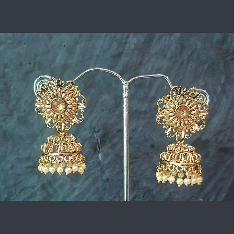 Shreeji Gold Plated Crystal Stone Jhumki Earrings