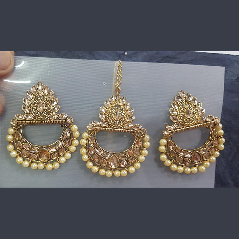 Shreeji Gold Plated Earrings With Mangtikka