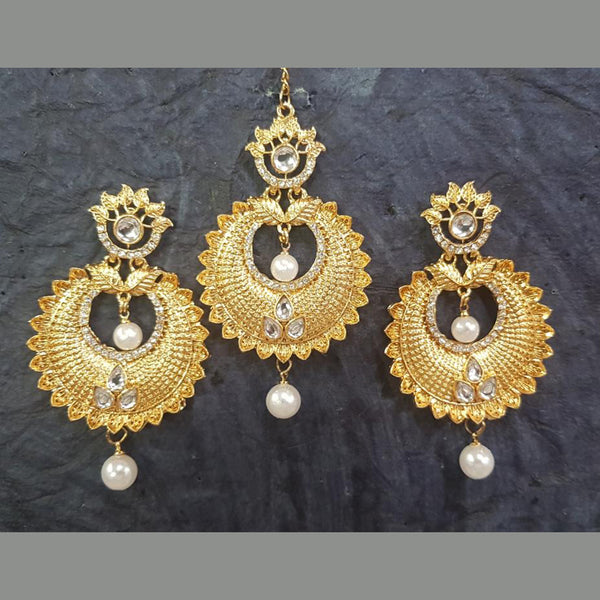 Shreeji Gold Plated Earrings With Mangtikka