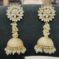 Shreeji Gold Plated Kundan Stone Jhumki Earrings