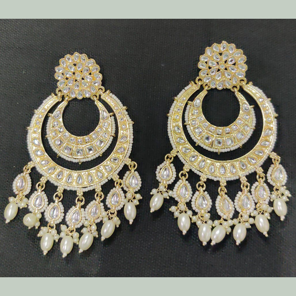 Shreeji Gold Plated Kundan Stone Dangler Earrings