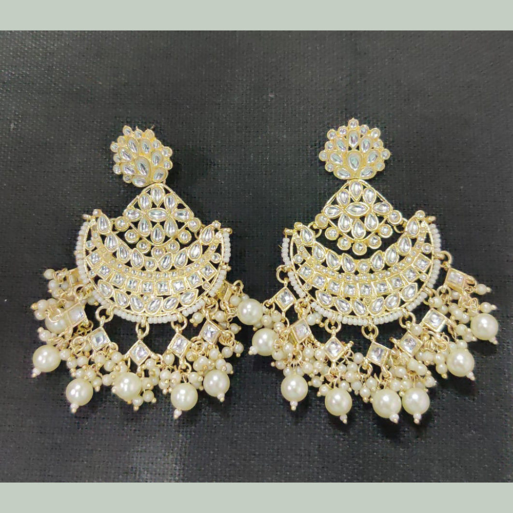 Shreeji Gold Plated Kundan Stone Dangler Earrings