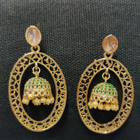 Shreeji Gold Plated Crystal Stone Dangler Earrings