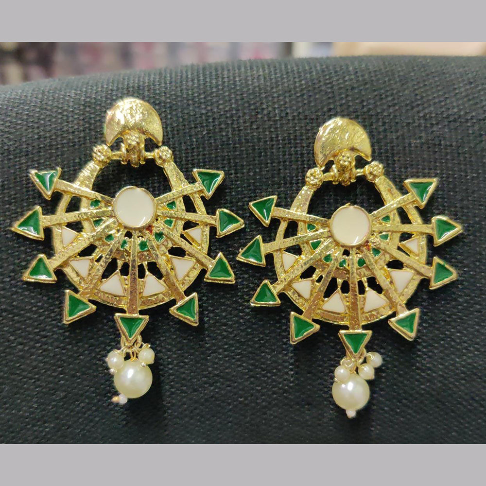 Shreeji Gold Plated Crystal Stone Dangler Earrings