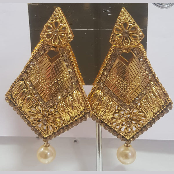 Shreeji Gold Plated Austrian Stone Dangler Earrings