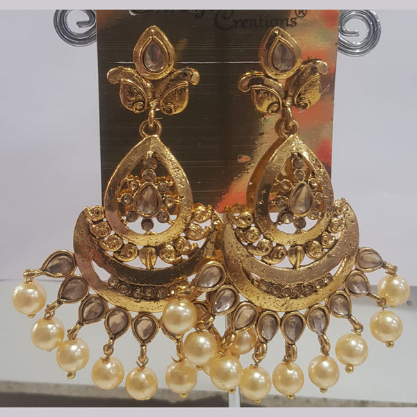 Shreeji Gold Plated Crystal  Stone Dangler Earrings