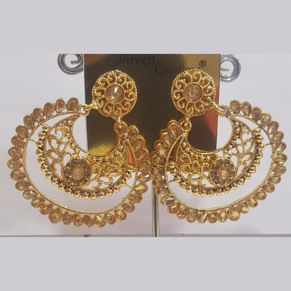 Shreeji Gold Plated Austrian Stone Dangler Earrings