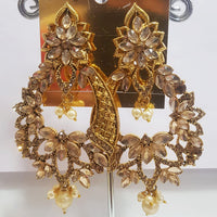 Shreeji Gold Plated Crystal  Stone Dangler Earrings