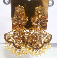 Shreeji Gold Plated Crystal  Stone Dangler Earrings