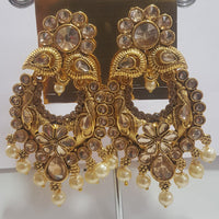 Shreeji Gold Plated Crystal  Stone Dangler Earrings