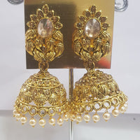 Shreeji Gold Plated Crystal Stone Jhumki Earrings