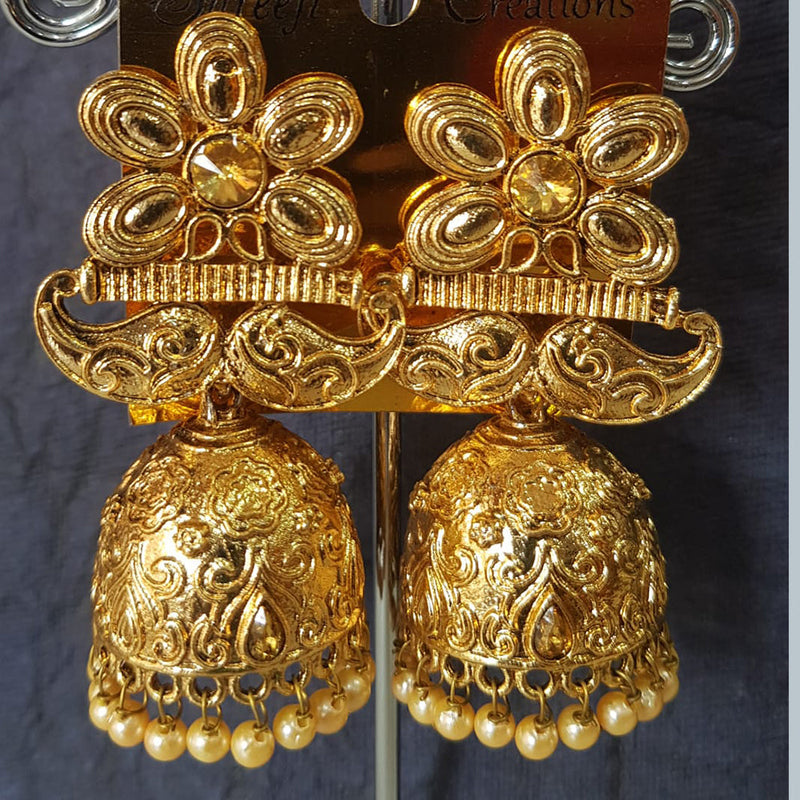 Shreeji Gold Plated Crystal Stone Jhumki Earrings