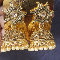 Shreeji Gold Plated Crystal Stone Jhumki Earrings