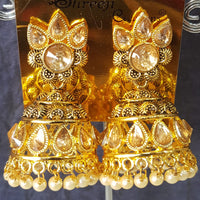 Shreeji Gold Plated Crystal Stone Jhumki Earrings