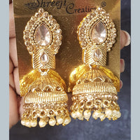 Shreeji Gold Plated Crystal Stone Jhumki Earrings