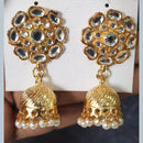 Shreeji Gold Plated Crystal Stone Jhumki Earrings