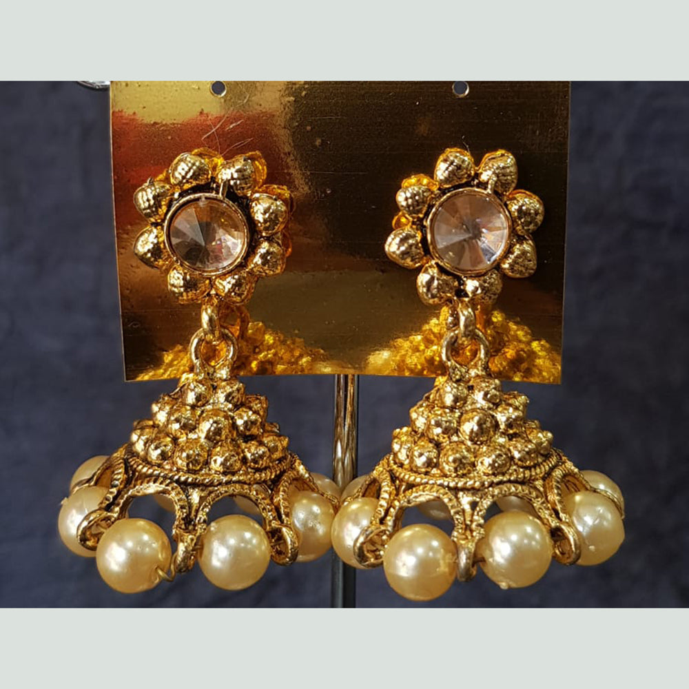 Shreeji Gold Plated Crystal Stone Jhumki Earrings