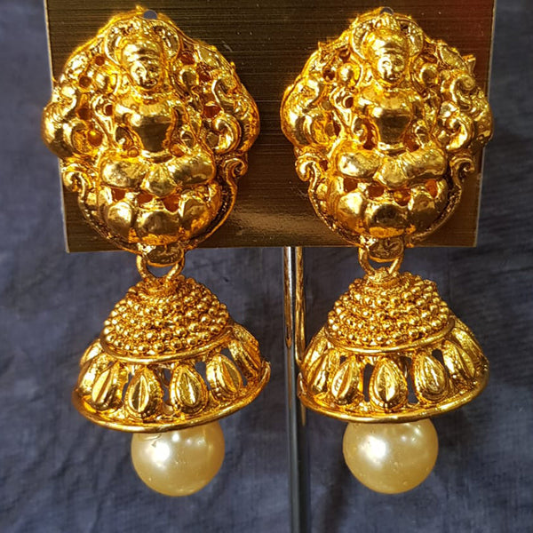 Shreeji Gold Plated Temple Jhumki Earrings
