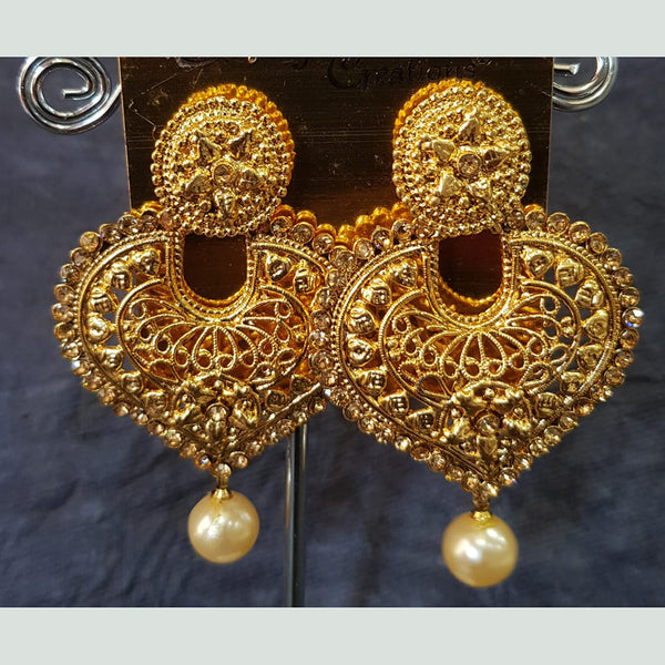 Shreeji Gold Plated Austrian  Stone Dangler Earrings