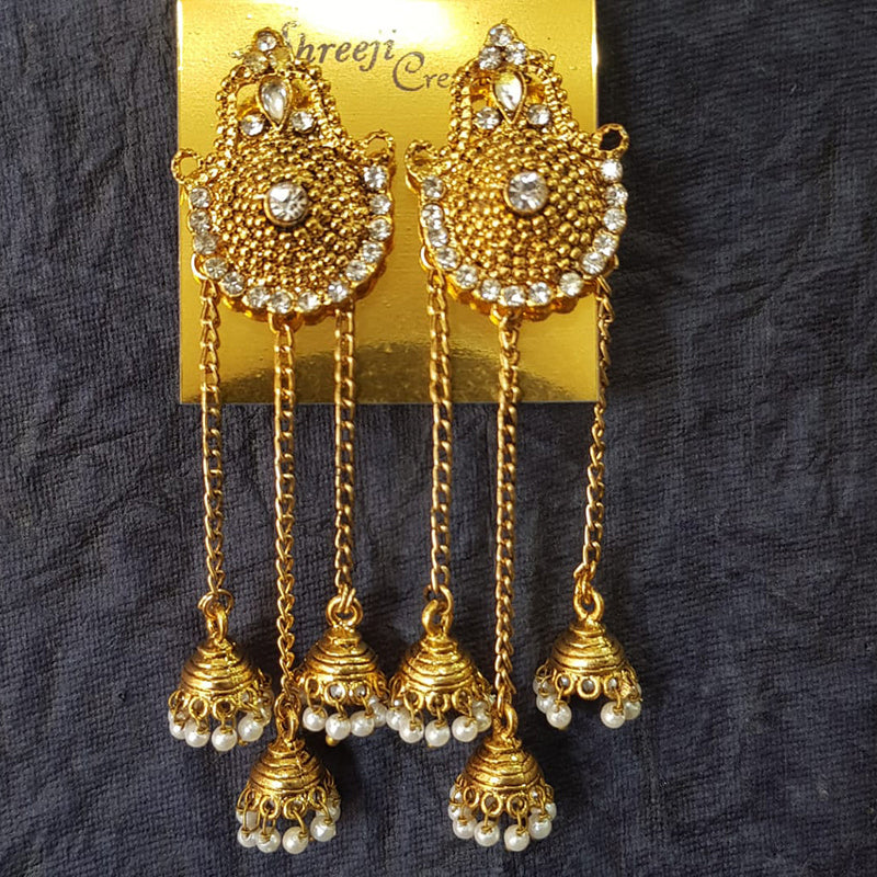 Shreeji Gold Plated Austrian  Stone Dangler Earrings