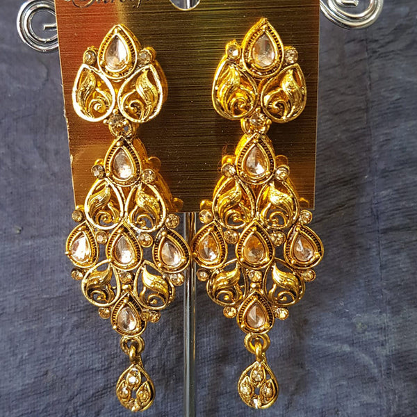 Shreeji Gold Plated Crystal  Stone Dangler Earrings