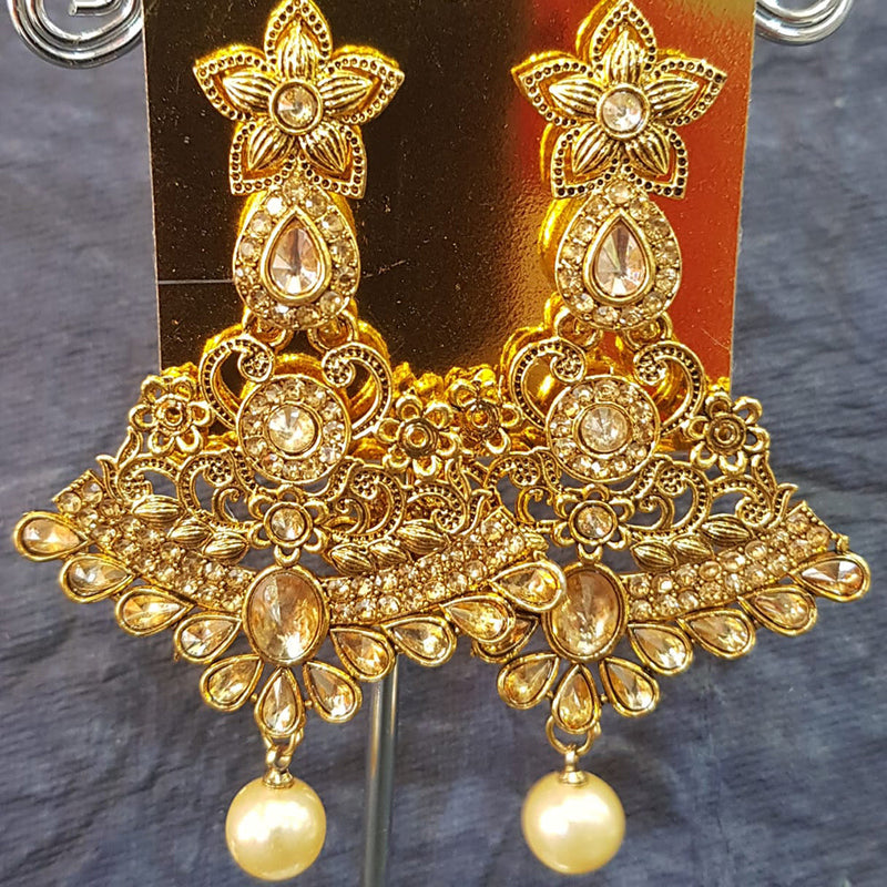 Shreeji Gold Plated Crystal Stone Dangler Earrings