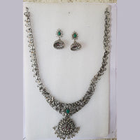 Shreeji Oxidised Plated Pota Stone Necklace Set