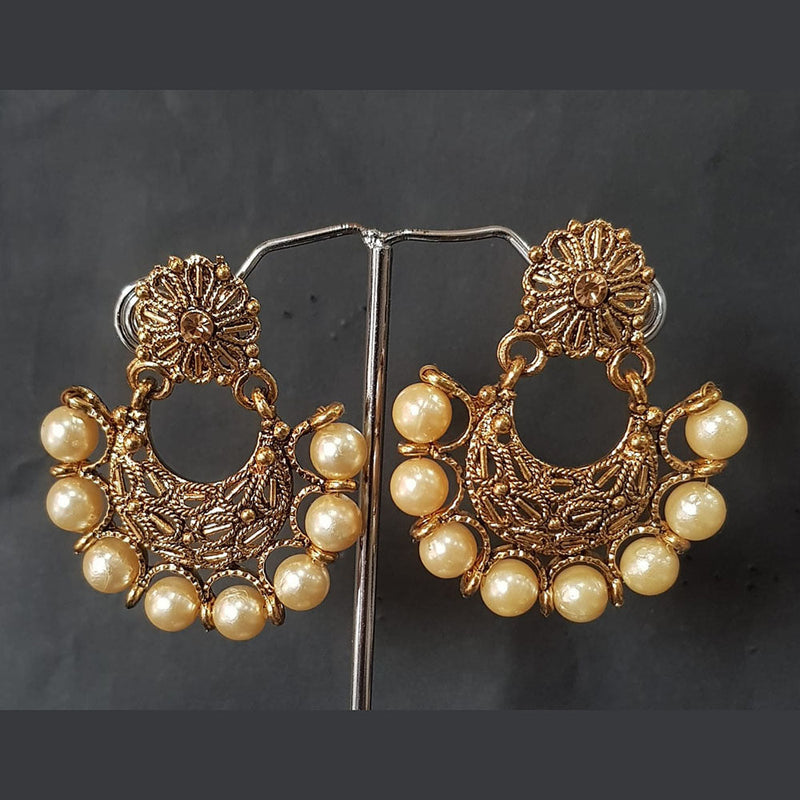 Shreeji Gold Plated Crystal Stone Dangler Earrings