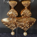 Shreeji Gold Plated Crystal Stone Dangler Earrings