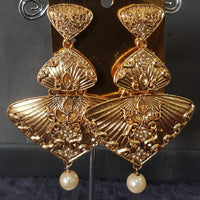 Shreeji Gold Plated Crystal Stone Dangler Earrings