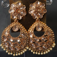 Shreeji Gold Plated Crystal Stone Dangler Earrings