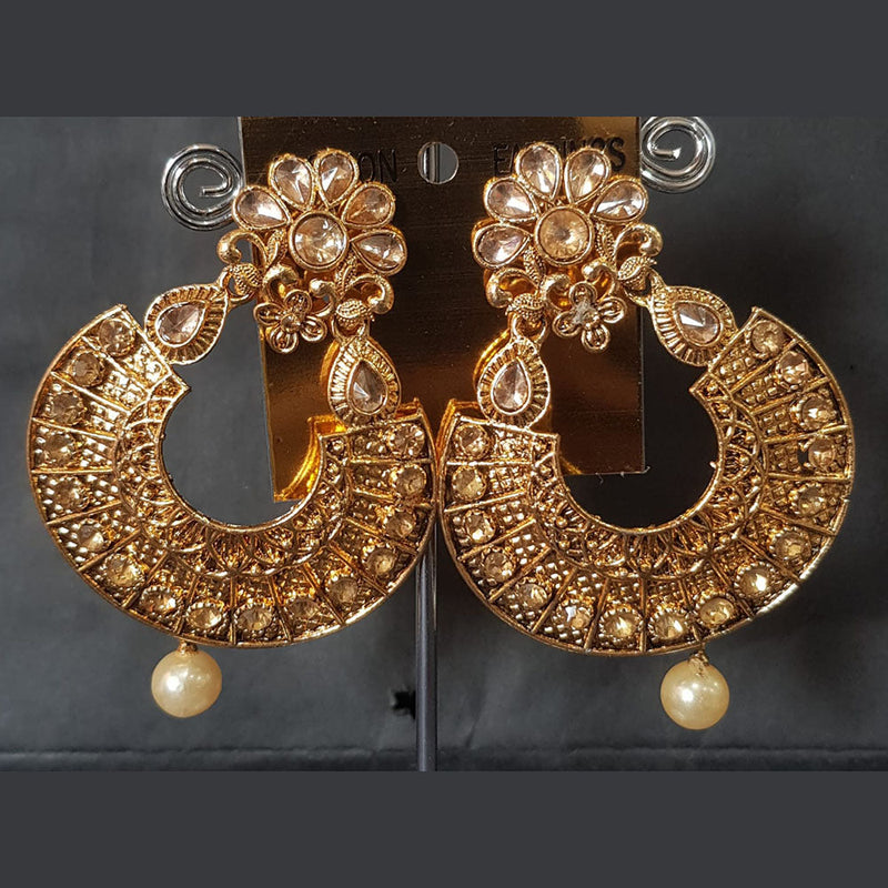 Shreeji Gold Plated Crystal Stone Dangler Earrings