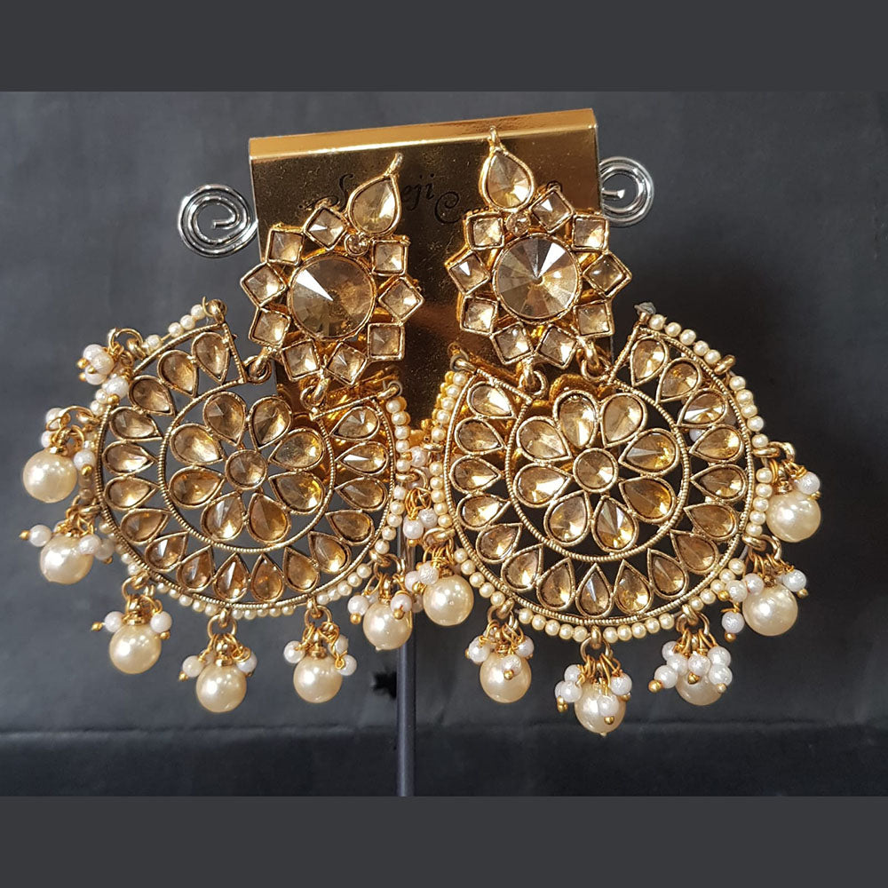 Shreeji Gold Plated Crystal Stone Dangler Earrings