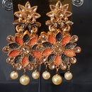 Shreeji Gold Plated Crystal Stone Dangler Earrings