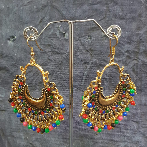 Shreeji Gold Plated Pearl Dangler Earrings