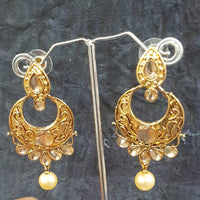 Shreeji Gold Plated Crystal Stone Dangler Earrings